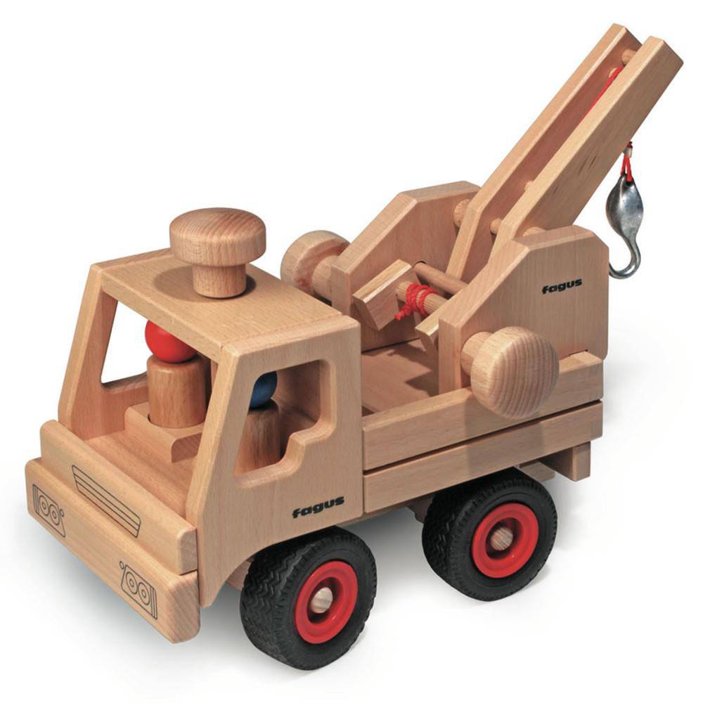Fagus Basic Wooden Toy Truck with Crane Accessory (Truck sold separately)-