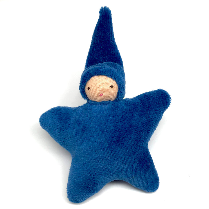 Star Child Miniature Waldorf Baby Doll - Bella Luna Toys - Peach Skin - Royal Blue