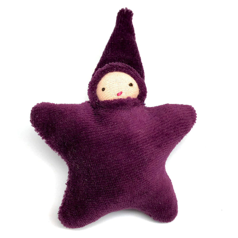Star Child Miniature Waldorf Baby Doll - Bella Luna Toys - Peach Skin, Purple