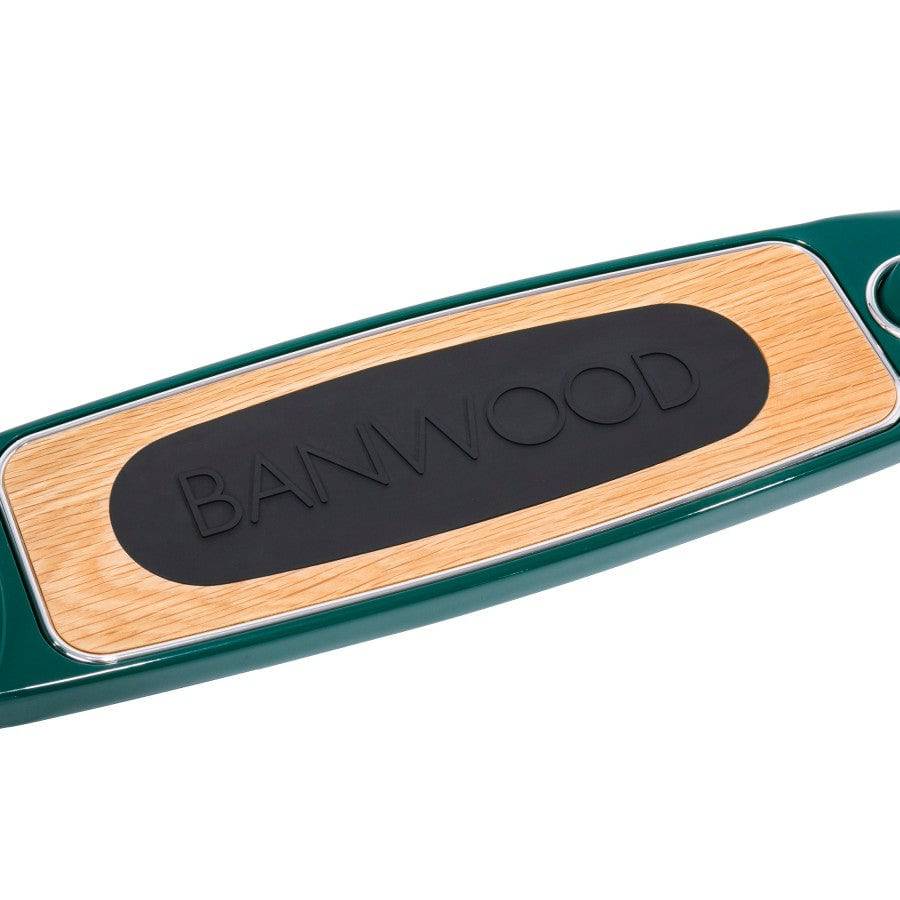 wooden scooter deck with black rubber area that says "Banwood"