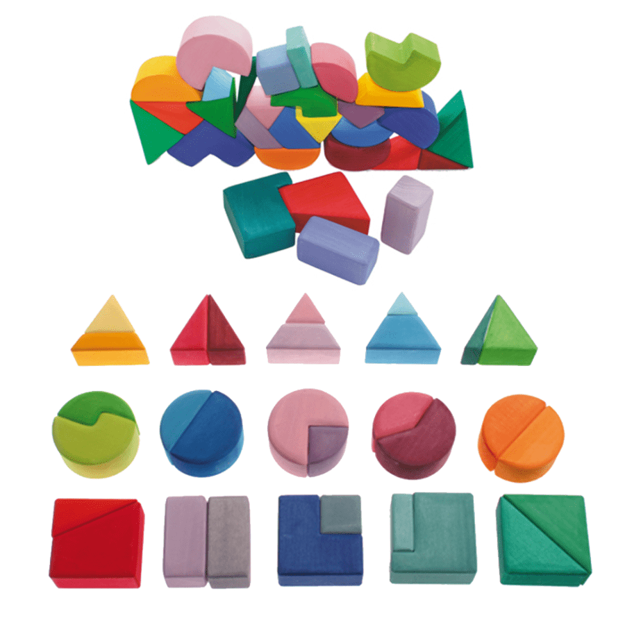 Grimm's Wooden Shape Blocks - Triangle, Circle, Square - Bella Luna Toys