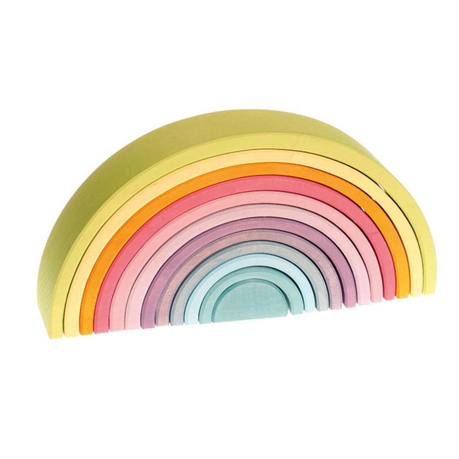 Grimm-s Pastel Wooden Rainbow Tunnel Large 12 Piece Pastels
