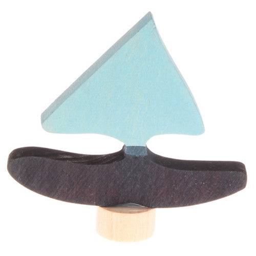 Grimms Wooden Birthday Ring Decoration, Blue Sailboat