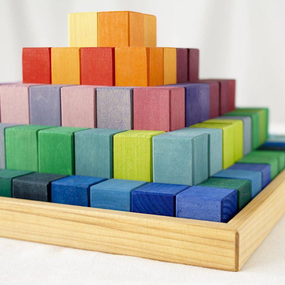 Grimms Spiel & Holz  Large Stepped Pyramid Wooden Blocks
