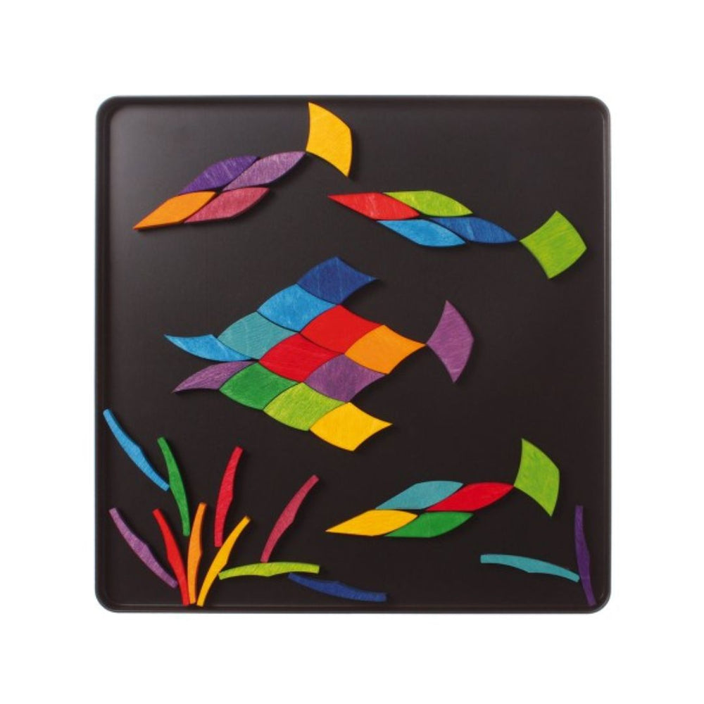 Grimm's Spiel & Holz - Magnetic Wooden Tile Puzzle - Rainbow Wheel - Bella Luna Toys