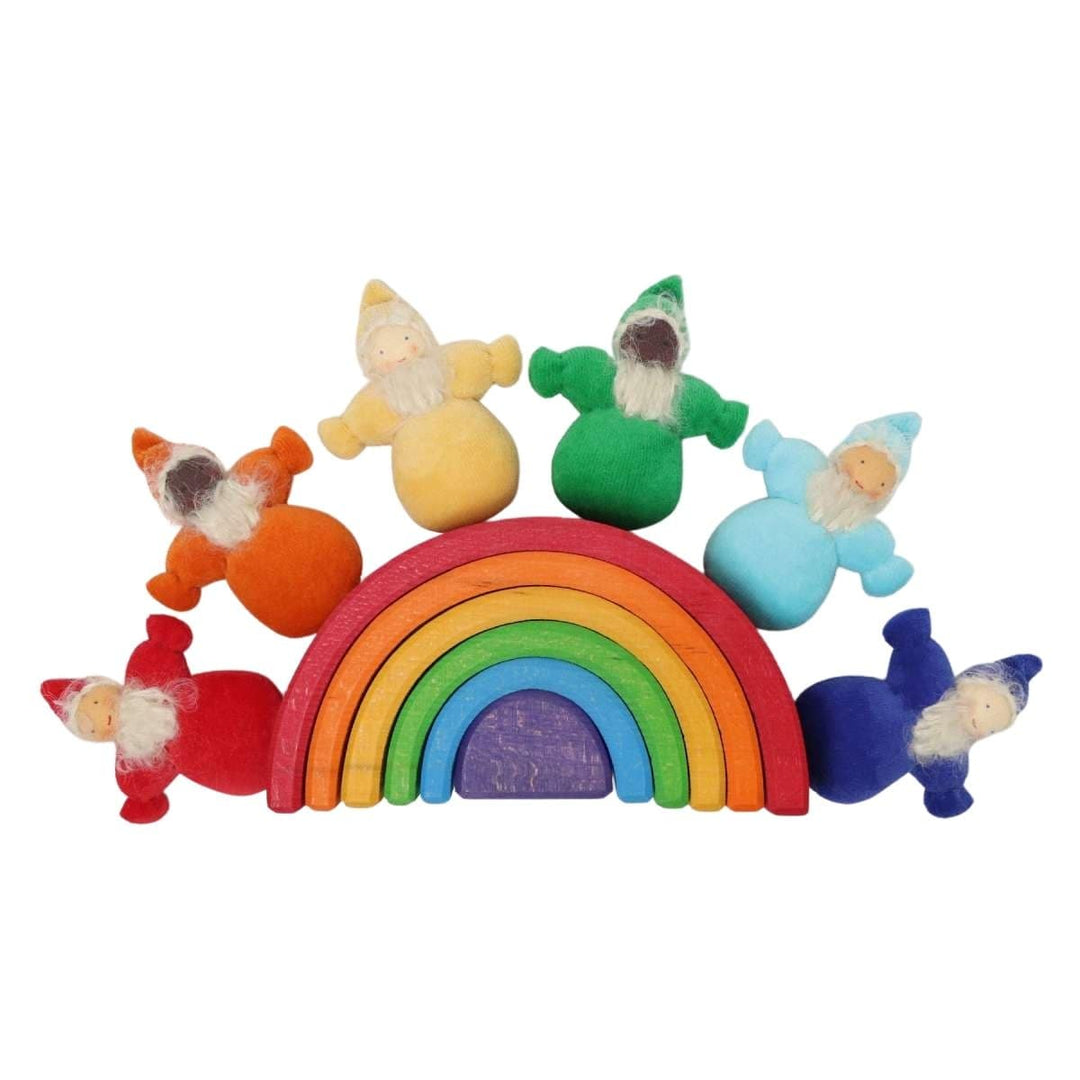 Grimm's Spiel & Holz Rainbow Dwarves - Set of Six (with Rainbow  Tunnel)- Bella Luna Toys
