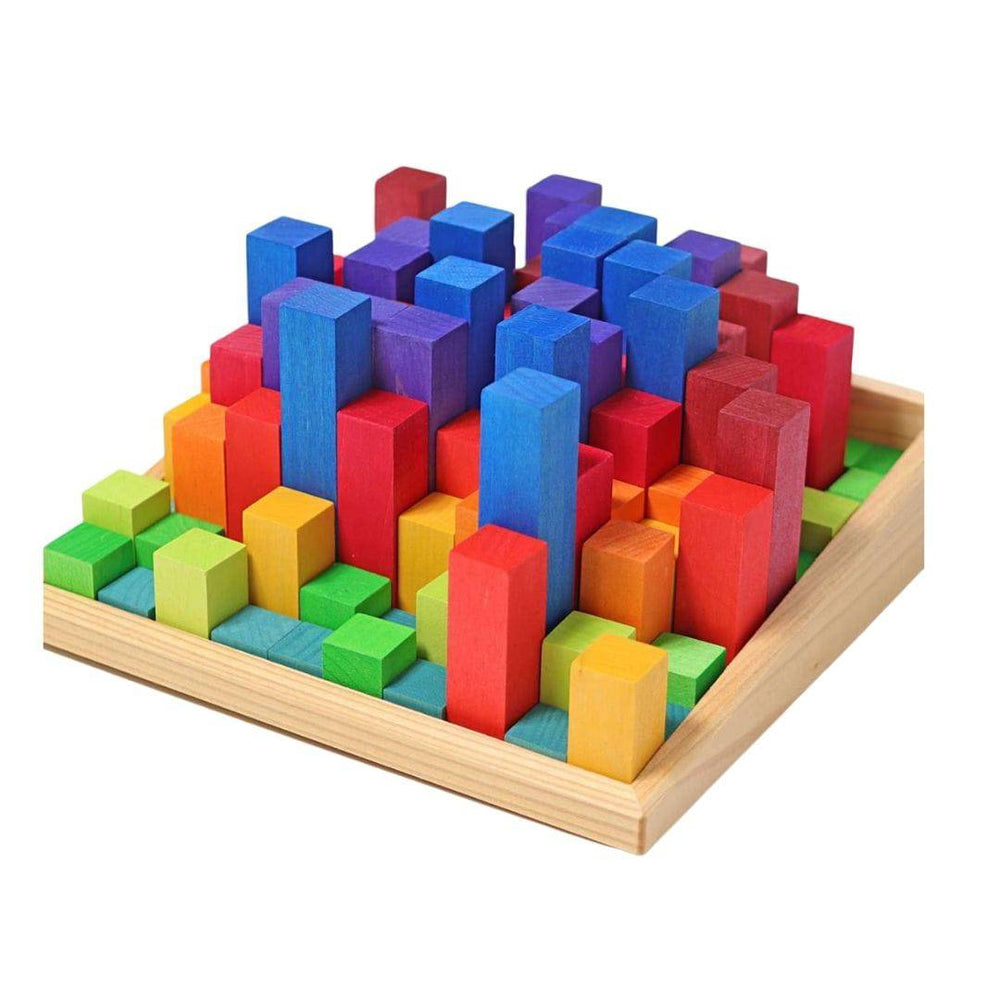 Grimm's Spiel & Holz Small Stepped Pyramid Math Blocks - Pyramid Blocks - Bella Luna Toys