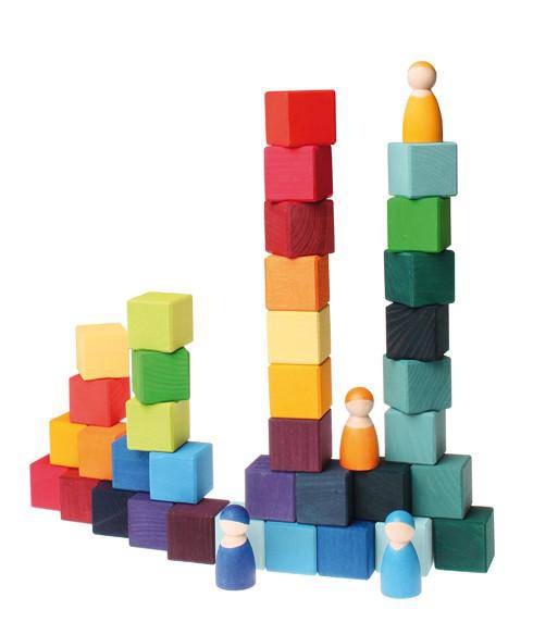 Rainbow Cube Blocks with Grimm's Peg People (sold separately)