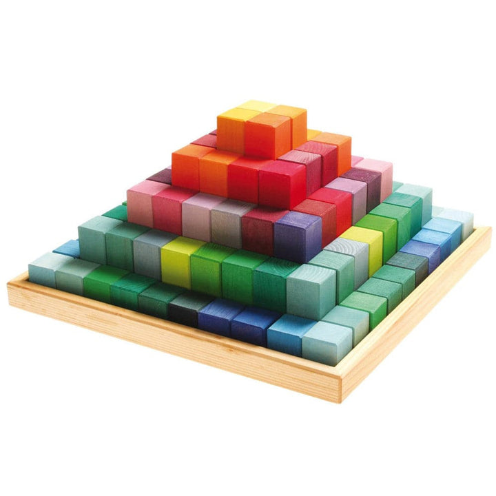 Grimm's Spiel & Holz, Large Stepped Pyramid Wooden Blocks Set