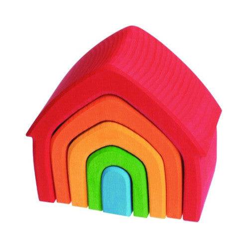 Grimm's Wooden Rainbow Nesting House Blocks