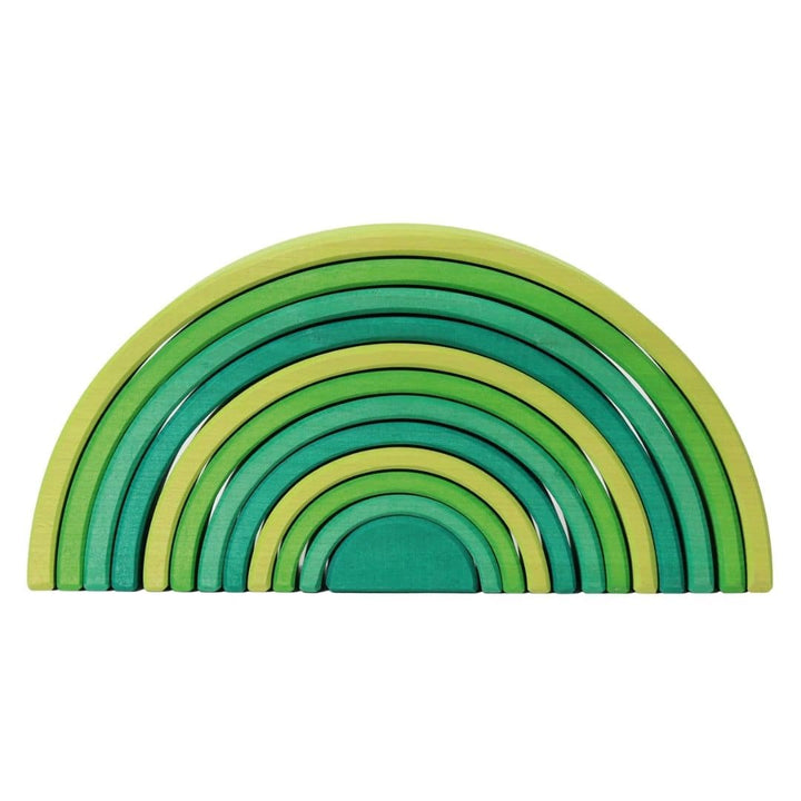 Grimm's Wooden Rainbow Meadow Green Stacking Tunnel - 12 piece