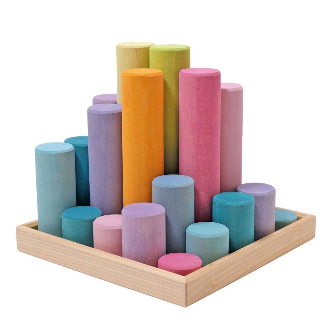 Large Wooden Building Rollers Assorted Colors