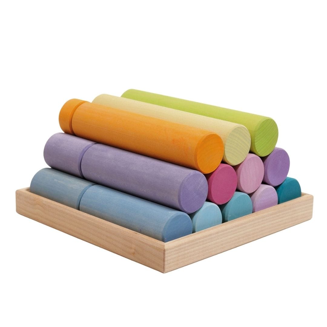 Large Wooden Building Rollers Assorted Colors