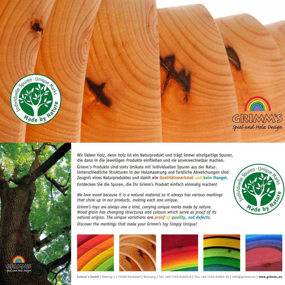 Grimm's Spiel & Holz - Pastel Large Wooden Rainbow Tunnel - 12 Piece - Bella Luna Toys