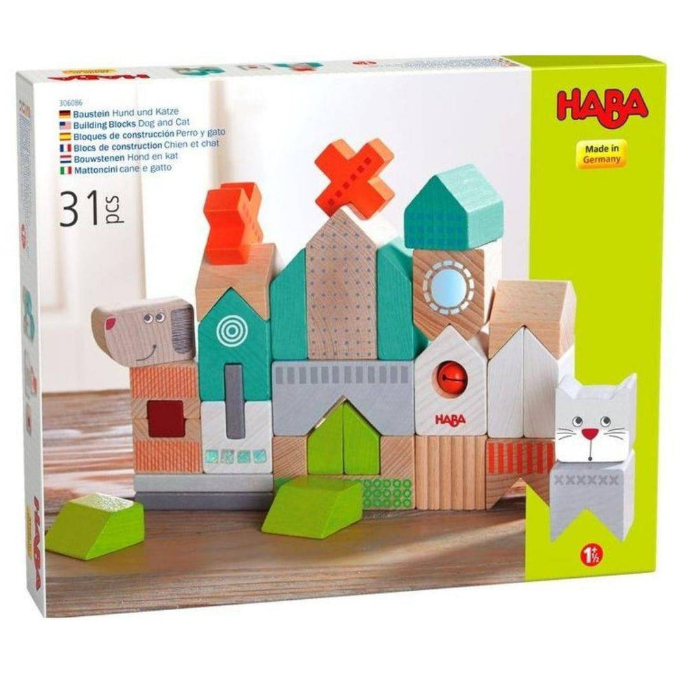 Haba Dog & Cat Wooden Building Blocks - Wooden Blocks - Bella Luna Toys