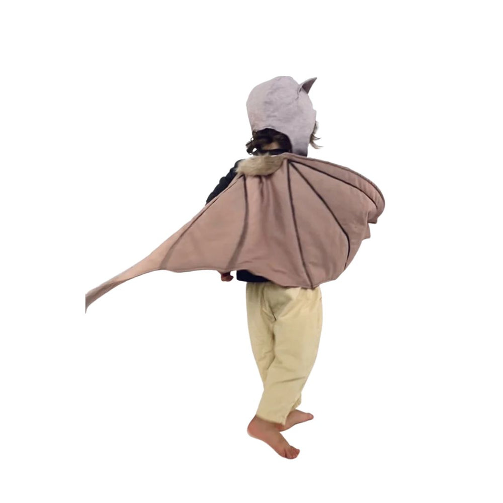Child standing up, twirling, wearing brown and gray colored bat costume- Bella Luna Toys