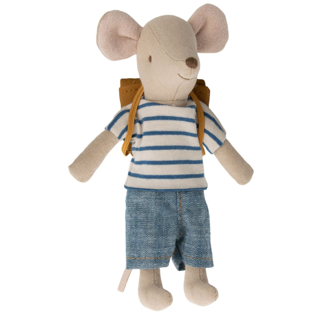 Maileg- Big Brother Tricycle Mouse with a Backpack- Dollhouse accessories- Bella Luna Toys