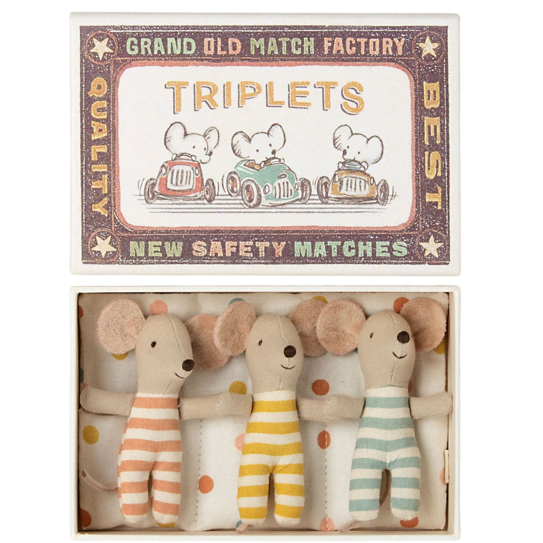 Maileg - Triplets, Baby mice in matchbox - Bella Luna Toys