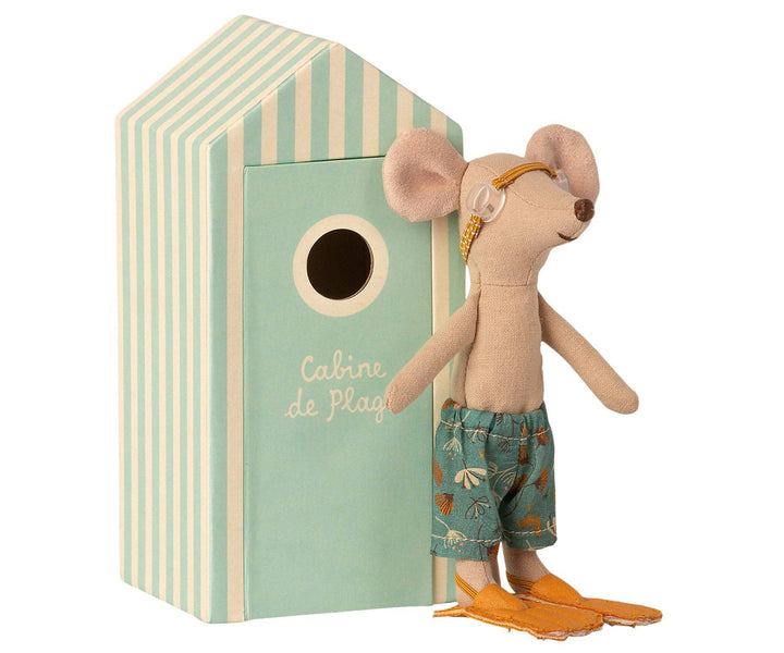 Maileg Big Brother Mouse in a "Cabin de Plage" Cabana - Stuffed Animals -  Bella Luna Toys