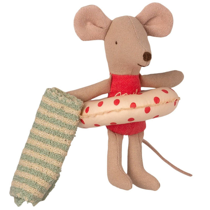 Maileg Little Sister Mouse in a "Cabin de Plage" Cabana - Stuffed Animals -  Bella Luna Toys
