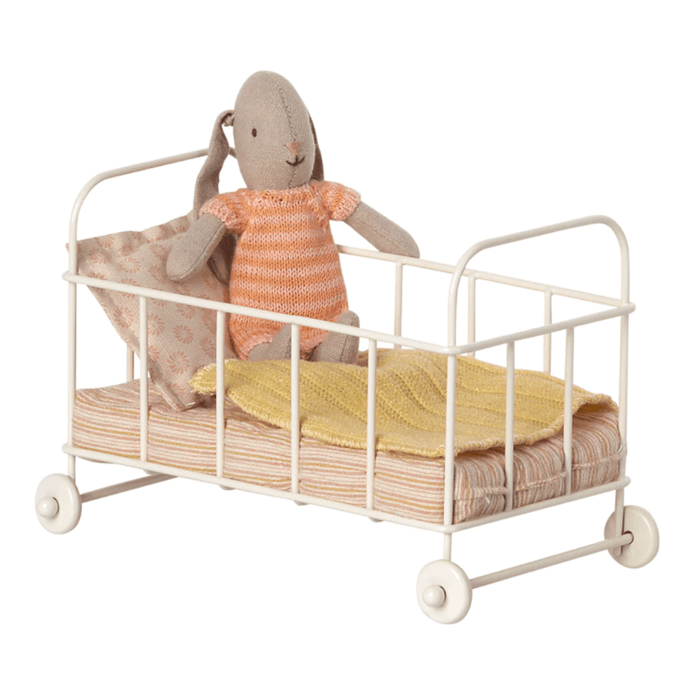 Maileg Micro Rose Cot Bed With Bunny -  -  Bella Luna Toys