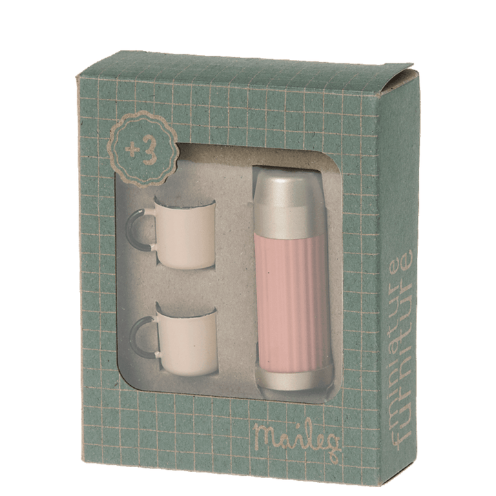 Maileg Miniature Coral Thermos and Cup Set - Dollhouses - Bella Luna Toys