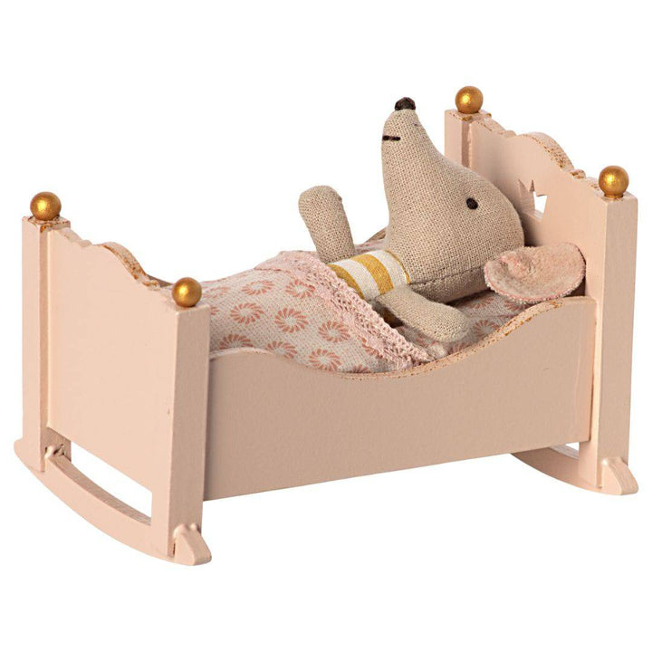 Maileg Rose Baby Cradle with Mouse -  -  Bella Luna Toys