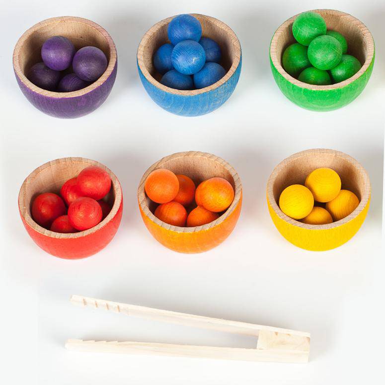 Grapat Bowls and Marbles Sorting Game - Rainbow - Bella Luna Toys
