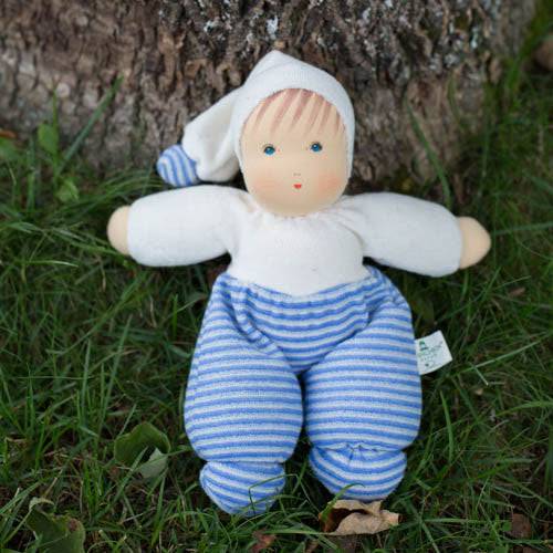 Nanchen Organic Waldorf Cuddle Doll - Blue Stripes
