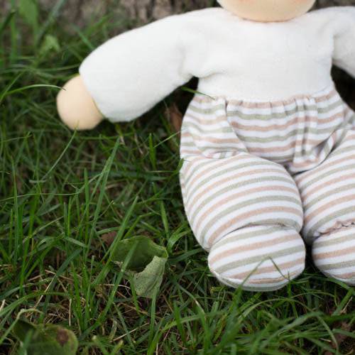 Nanchen Waldorf Cuddle Baby Doll, Natural Stripes, Close-up
