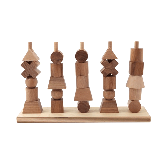 Pattern Shape Stacker Natural Wooden Shapes Stacker - Wooden Story