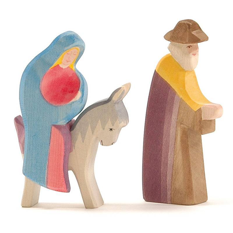 Ostheimer Mary, Donkey & Joseph Walking - Wooden Nativity Figures - Bella Luna Toys