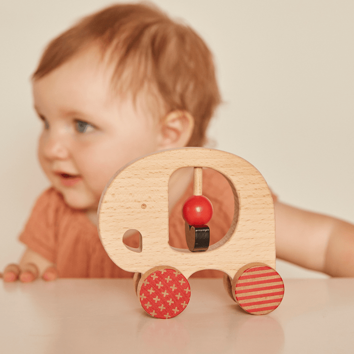 Petit Collage - Elephant Wood Push Toy - Bella Luna Toys
