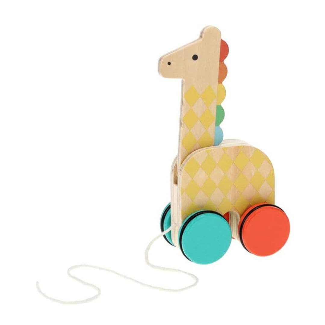 Petit Collage - Wooden Giraffe-On-The-Go Pull Toy - Bella Luna Toys