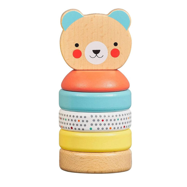 Petit Collage - Wooden Happy Bear Stacking Toy - Bella Luna Toys