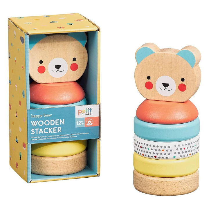 Petit Collage - Wooden Happy Bear Stacking Toy - Bella Luna Toys