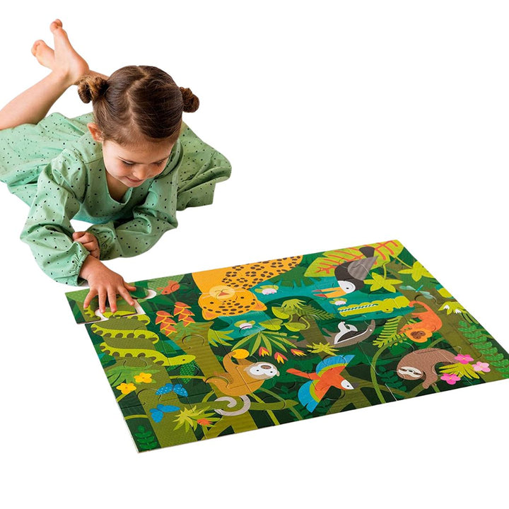 Petit Collage - Wild Rainforest Floor Puzzle - 24 piece - Bella Luna Toys