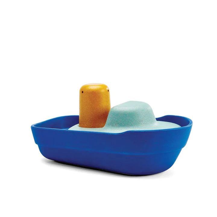 PlanToys- Picture of blue tugboat bath toy- Bella Luna Toys