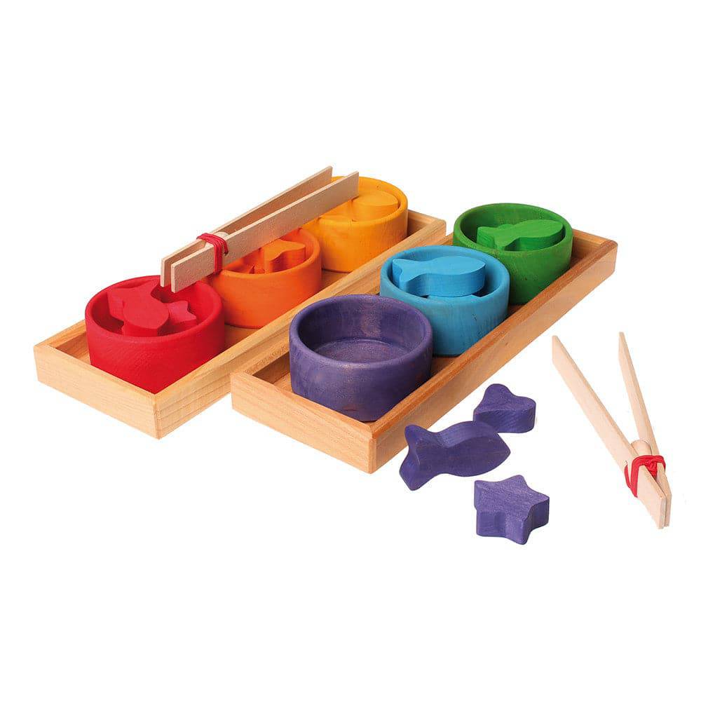 Grimm's Spiel & Holz Rainbow Bowls Sorting Game - Wooden Toys