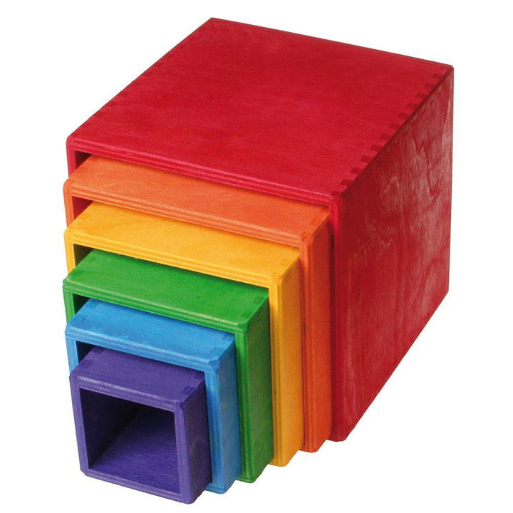 Grimm's Rainbow Nesting Boxes - Wooden Stacking Cubes