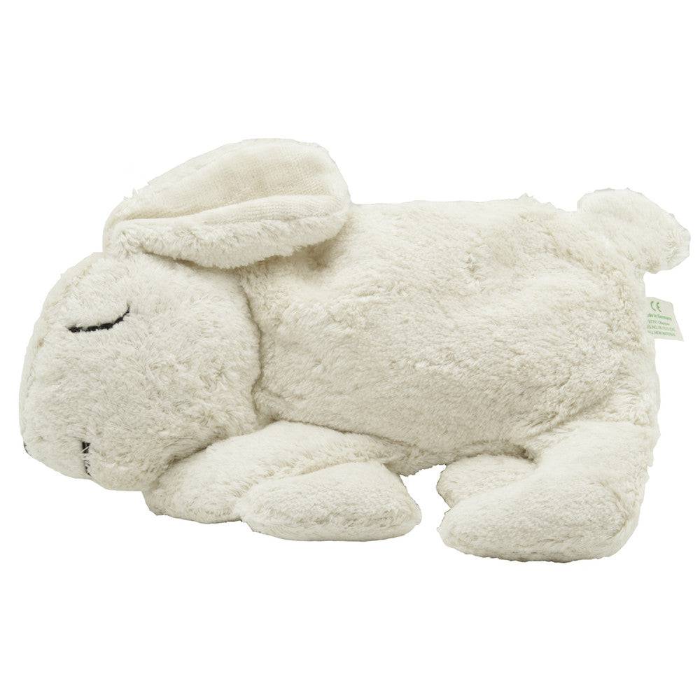 Organic White Bunny Rabbit Warming Pillow, cherry stone filling