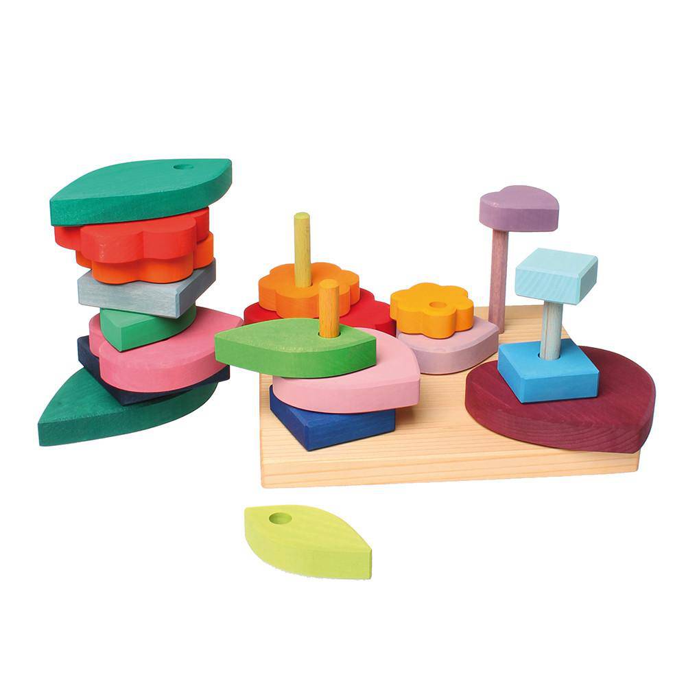 Grimm's Shapes and Colors - Wooden Stacking and Sorting Toy