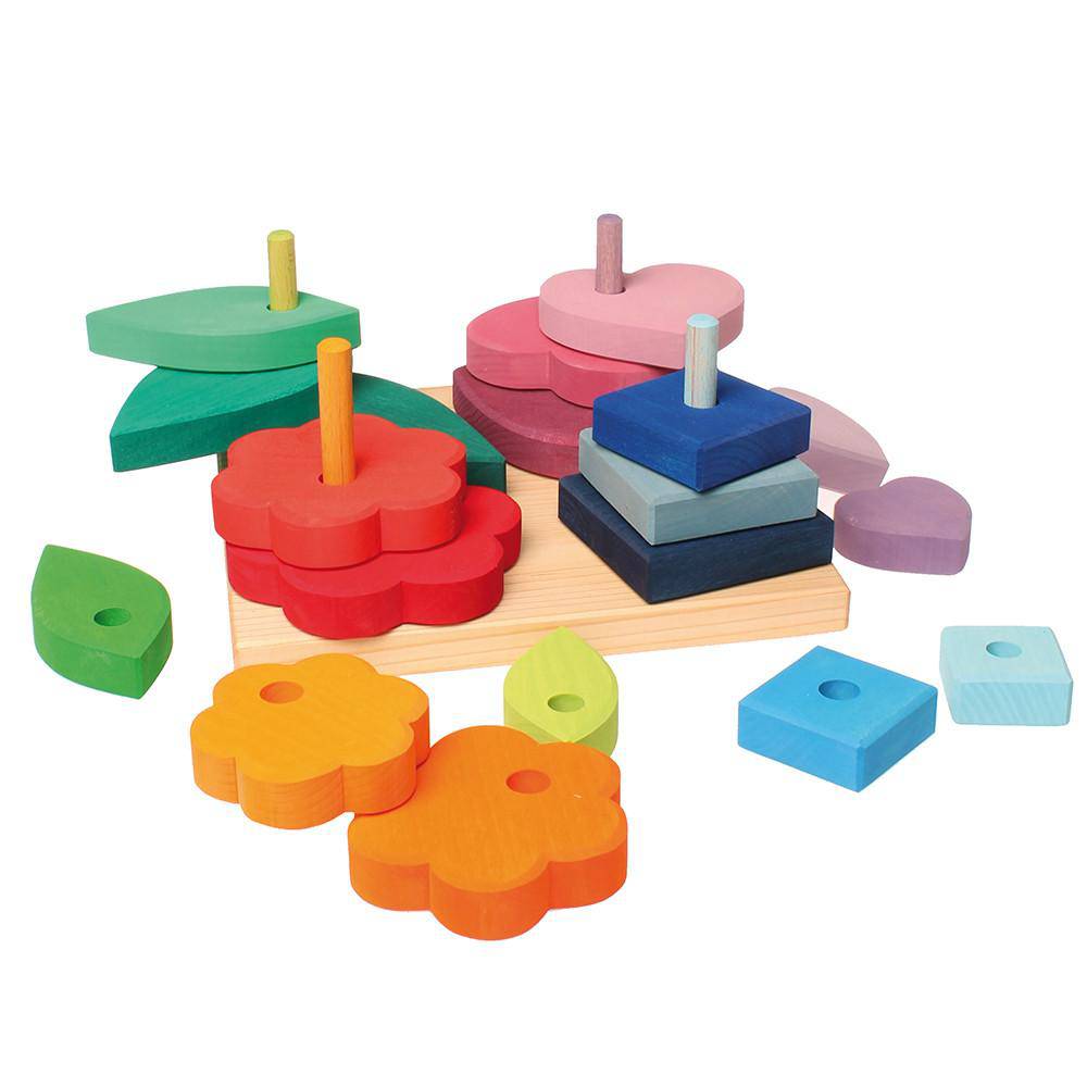 Grimm's Shapes and Colors - Wooden Sorting and Stacking Toy