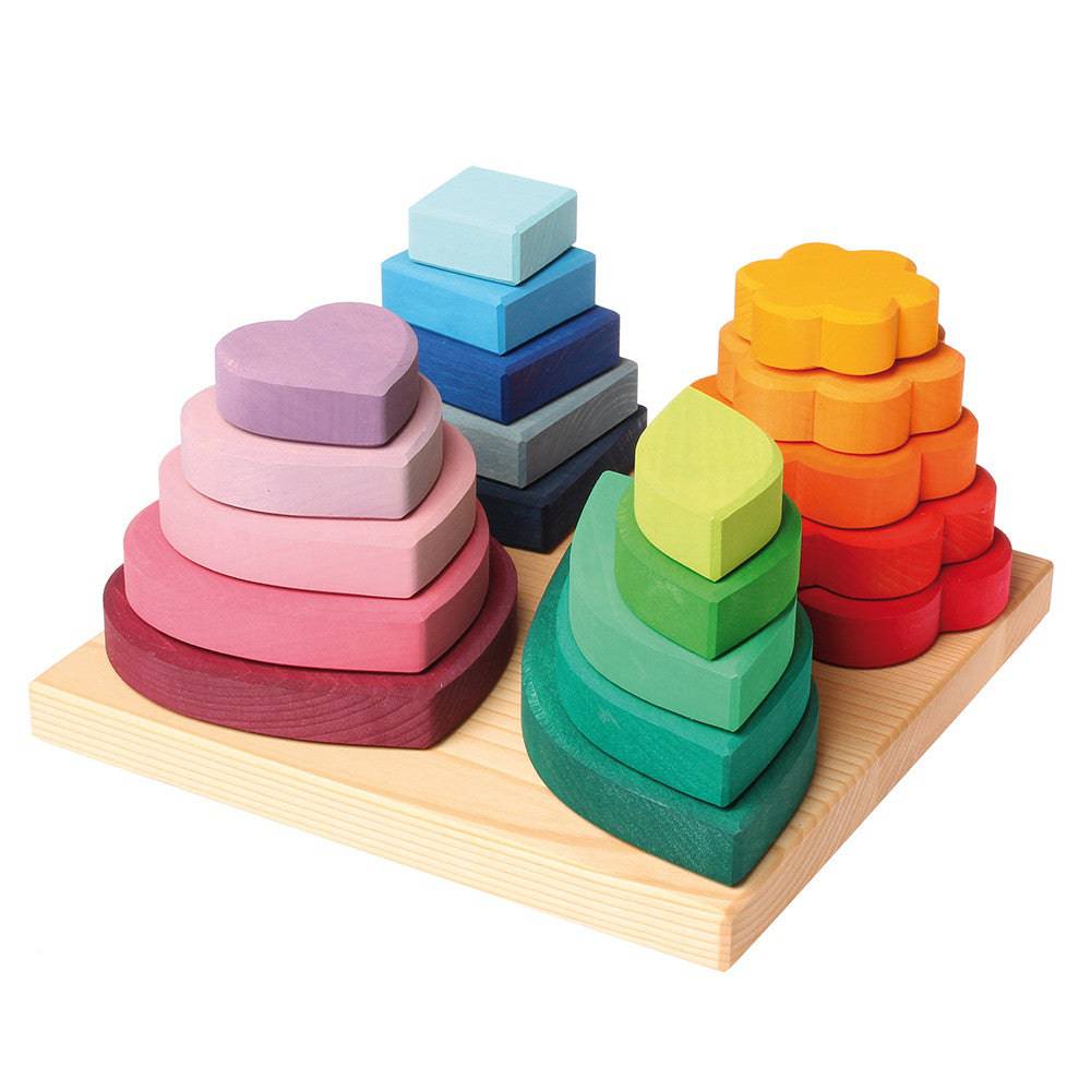 Grimm's Shapes and Colors - Wooden Stacking and Sorting Toy