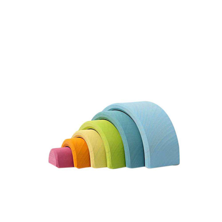 Small Wooden Pastel Mini Rainbow Tunnel - Side View - Grimm's Spiel & Holz - Bella Luna Toys