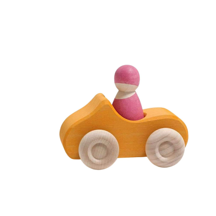 Grimm's Spiel & Holz - Small Yellow Convertible - Wooden Toy Car - Bella Luna Toys