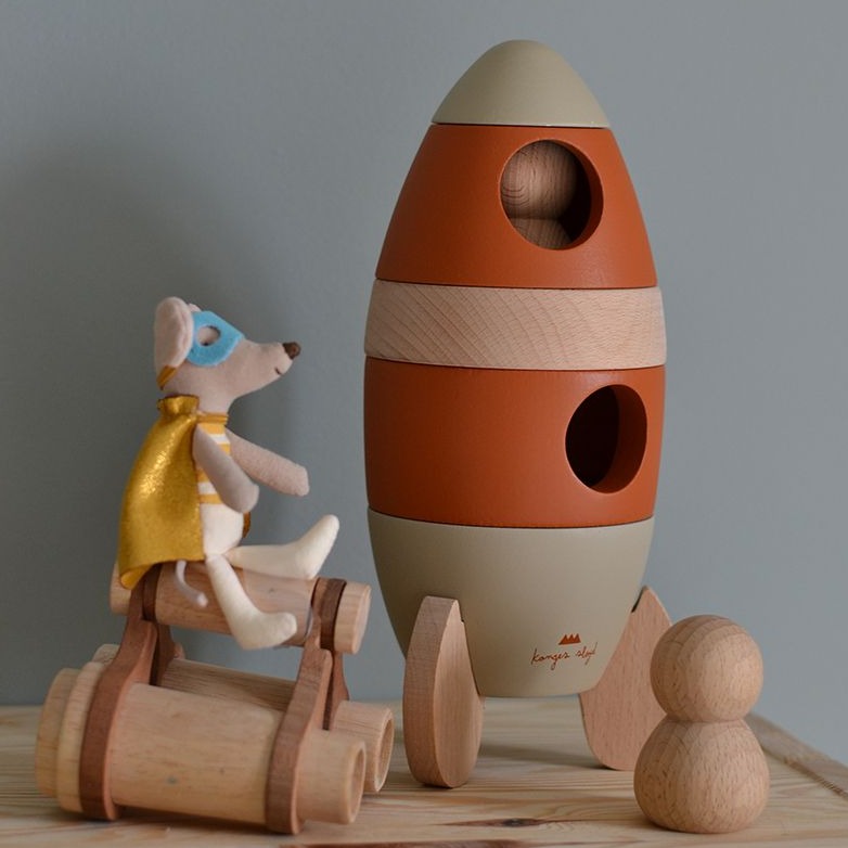 Konges Slod - Wooden Stacking Rocket Toy - Bella Luna Toys