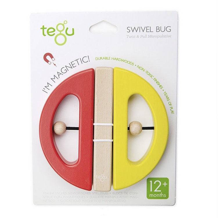 Tegu Wooden Magnetic Swivel Bug, Yellow and Poppy in Package - Bella Luna Toys