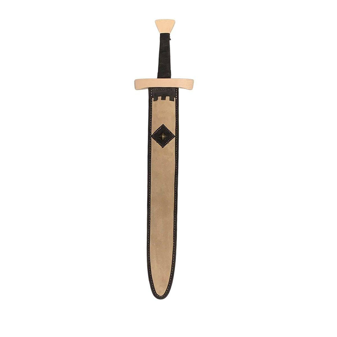 Kids Wooden Sword and Leather Sheath Set