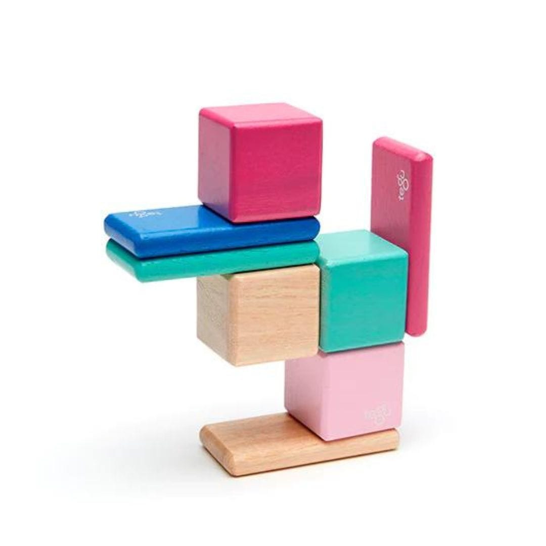 Tegu - Pocket Pouch Wooden Magnetic Blocks - Blossom - Bella Luna Toys